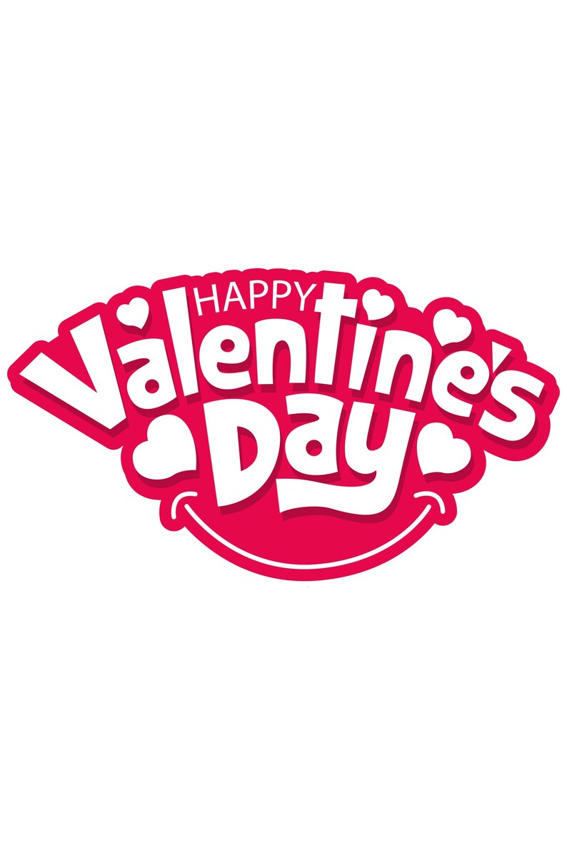 May include: A red graphic with the words "Happy Valentine's Day" in white, featuring heart shapes and a smiling face. Ideal for Valentine's Day cards and gifts, this design is bright and cheerful.