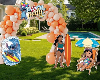 Birthday Decoration/Stich /Lilo/Pool Party/Indoor and Outdoor Decoration/Coroplast Figures All Occassions