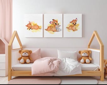 Personalized Nursery Wall Art set /Bambi/Room Decoration/Acrilic