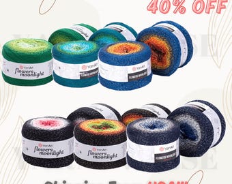 Flowers Moonlight YarnArt, Glittery Multicolor Knitting Yarn, Cake Yarn, Shawl Yarn, Metallic Yarn,