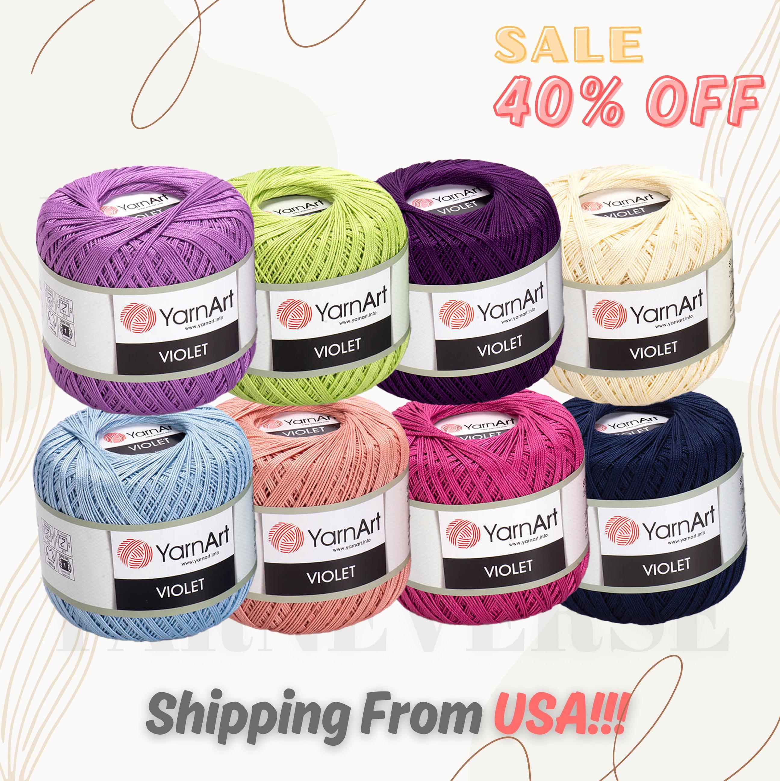 YARNART VIOLET - Mercerized Lace Yarn, 100% Mercerized Cotton, Fingering Yarn, Summer Yarn, Accessory Thread, 1.76 Oz, 308.40 Yds