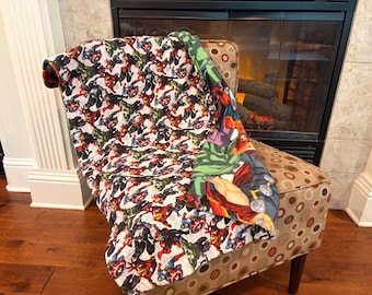 Avengers Fleece Blanket, Double-Sided Kids Blanket Iron Man Hulk Captain America