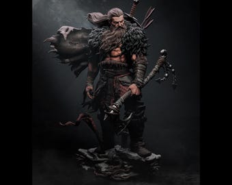 North Warrior Viking Statue, Norse Mythology Barbarian Figure | Maximum Detailed 16k Resin Printed Figure