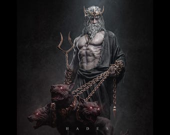 Hades Statue with Cerberus - Greek God of the Underworld | Maximum Detailed 16k Resin Printed Figure