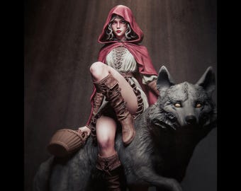 Red Riding Hood & The Big Bad Wolf Statue | Maximum Detailed 16k Resin Printed Figure
