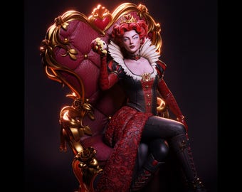 Queen of Hearts - Alice in Wonderland Diorama | Maximum Detailed 16k Resin Printed Figure