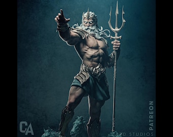 Poseidon Statue - Greek God of the Sea Figure | Maximum Detailed 16k Resin Printed Figure