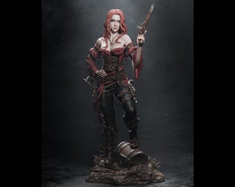 Red Corsair’s Queen - Flintlock & Cutlass Figure | Maximum Detailed 16k Resin Printed Figure
