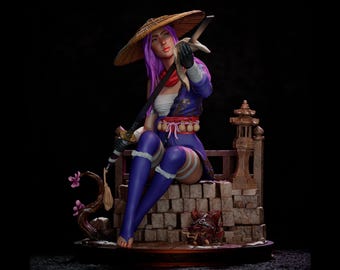 Hand Painted Samurai Psychic Girl Statue | Maximum Detailed 16k Resin Printed Figure