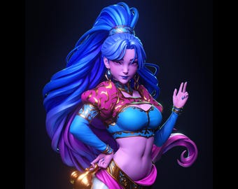 Magical Djinn Sorceress Statue | Maximum Detailed 16k Resin 3D Printed Figure