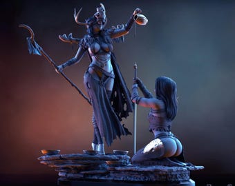 Shamanic Queen and Warrior Diaroma | Maximum Detailed 16k Resin Printed Figure