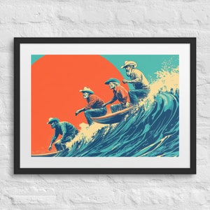 HIGHWAY SURFERS Poster Western incorniciato, Arte dei banditi, Decorazione da cowboy costieri, Kris Kristofferson, Johnny Cash, Waylon Jennings, Willie Nelson