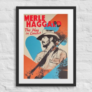 Póster de concierto vintage enmarcado de MERLE HAGGARD, impresión artística de música country vintage, decoración de pared de los años 70, arte country fuera de la ley, póster de The Highwaymen