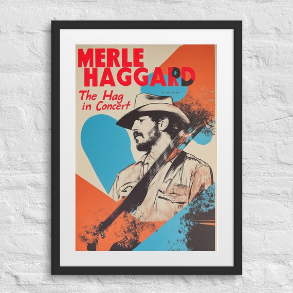 MERLE HAGGARD Framed Vintage Concert Poster, Vintage Country Music