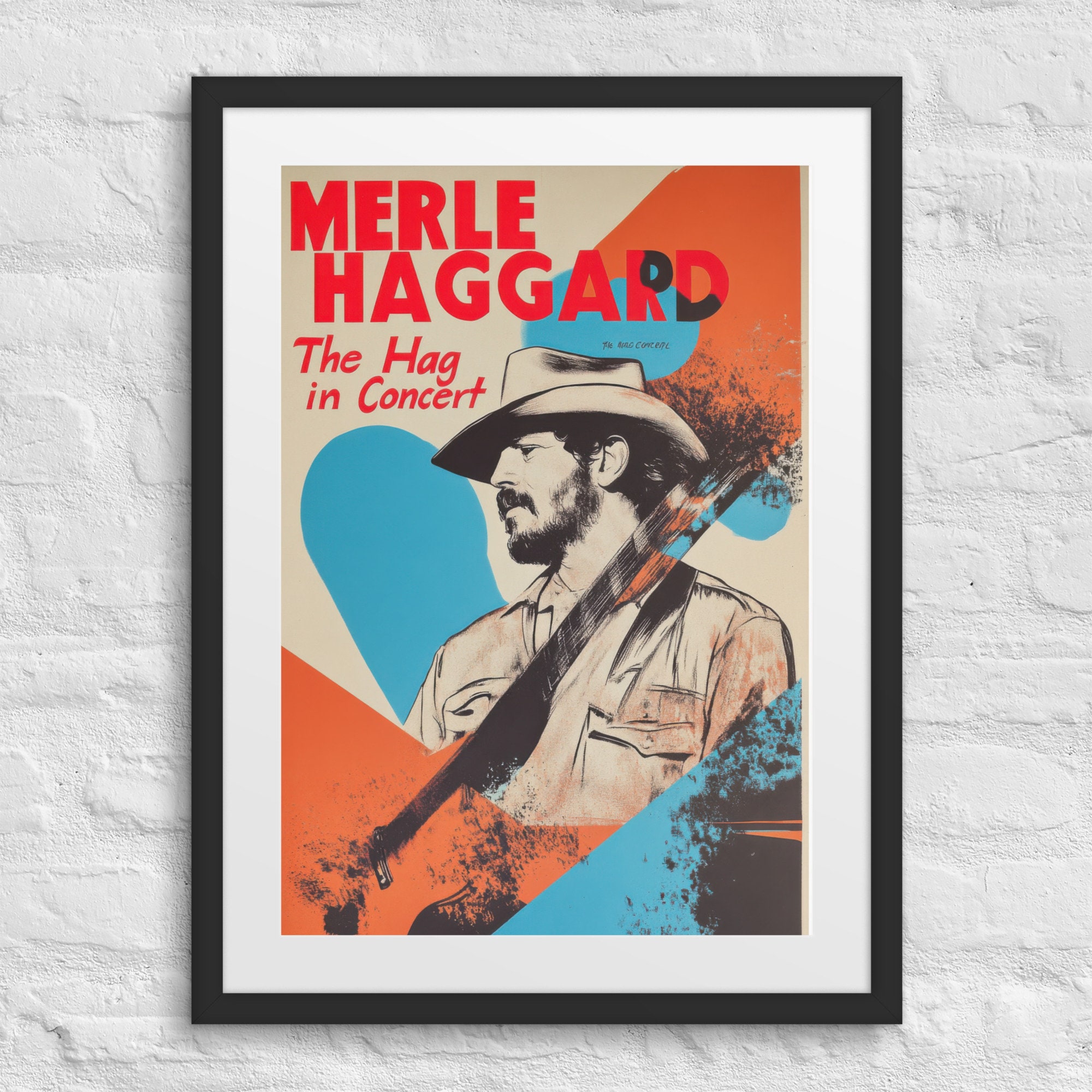 MERLE HAGGARD Framed Vintage Concert Poster, Vintage Country Music