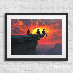 Stampa incorniciata "Devil's Bridge", arte del vecchio West, arredamento rustico, arte murale boho, stampa di paesaggi western, paesaggio nuvoloso drammatico, arte del tramonto
