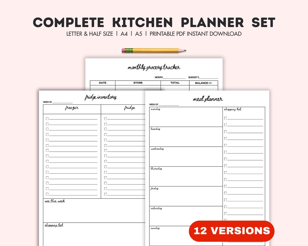 Complete Kitchen Planner Printable Planner Meal Planner Grocery Budget ...