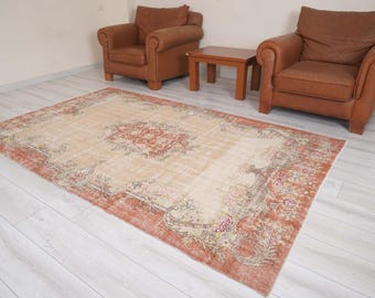 Oushak Rug 5x9,Vintage Turkish Rug,5x9 Area Rug,Faded Oushak Rug,Muted Turkish Rug,Vintage Rug 5x9,Antique Area Rug,Wool Rug,Soft Rug,811