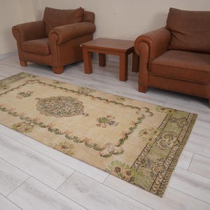 Oushak Runner 3x8,Vintage Runner Rug,Turkish Rug Runner,3x8 Runner Rug,Faded Rug,Vintage Rug 3x8,Turkish Runner,Muted Rug,Wool Runner,752