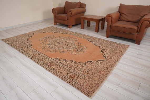 6x9 rug, muted oushak rug, neutral vintage rug, 6x9 turkish rug, faded rug, wool rug,turkish area rug,handmade,bohemian rug,antique rug,1004