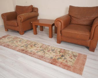 Oushak Runner 2x8,Vintage Runner Rug,Turkish Rug Runner,2x8 Runner Rug,Faded Rug,Vintage Rug 2x8,Turkish Runner,Muted Rug,Wool Runner,1465