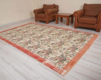 Oushak Rug 6x11,Vintage Turkish Rug,Large Area Rug,Oversize Oushak Rug,Muted Turkish Rug,Vintage Rug 6x11,Antique Rug,Wool Soft Rug,1073