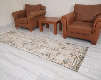 Oushak Runner 3x9,Vintage Runner Rug,Turkish Rug Runner,3x9 Runner Rug,Faded Rug,Vintage Rug 3x9,Turkish Runner,Muted Rug,Wool Runner,1636
