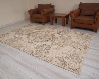Oushak Rug 6x9,Vintage Turkish Rug,6x9 Area Rug,Faded Oushak Rug,Muted Turkish Rug,Vintage Rug 6x9,Antique Area Rug,Wool Rug,Soft Rug,81