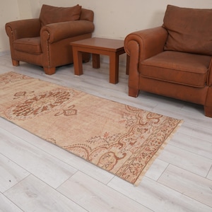 Oushak Runner 3x8,Vintage Runner Rug,Turkish Rug Runner,3x8 Runner Rug,Faded Rug,Vintage Rug 3x8,Turkish Runner,Muted Rug,Wool Runner,57