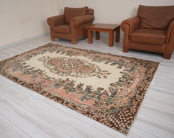 Oushak Teppich 150x250, Vintage Türkischer Teppich, 150x250, Ausgeblichener Oushak Teppich, Vintage Teppich 150x250, Antiker Wollteppich,Weicher Teppich,659