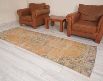 Oushak Runner 3x10,Vintage Runner Rug,Turkish Rug Runner,3x10 Runner Rug,Faded Rug,Vintage Rug 3x10,Turkish Runner,Muted Rug,Wool Rug,1462
