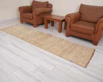 Oushak Runner 3x9,Vintage Runner Rug,Turkish Rug Runner,3x9 Runner Rug,Faded Rug,Vintage Rug 3x9,Turkish Runner,Muted Rug,Wool Runner,1068