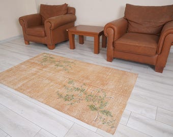 Oushak Rug 4x6,Vintage Turkish Rug,4x6 Area Rug,Faded Oushak Rug,Muted Turkish Rug,Vintage Rug 4x6,Antique Area Rug,Wool Rug,Soft Rug,802