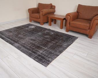 5x8 Rug, Turkish Vintage Rug, Oushak Rug, Neutral Wool Rug, Turkish Rug 5x8, Handmade Wool Rug,Vintage Area Rug,Farmhouse,Faded Rug 5x8,639