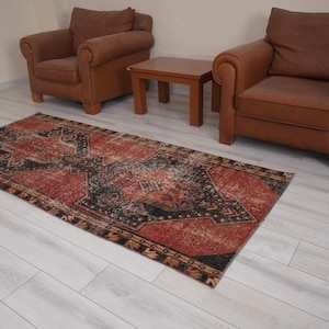 Oushak Runner 3x8,Vintage Runner Rug,Turkish Rug Runner,3x8 Runner Rug,Faded Rug,Vintage Rug 3x8,Turkish Runner,Muted Rug,Wool Runner,722