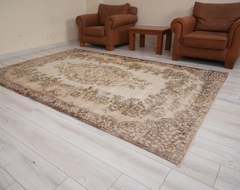 Oushak Rug 6x10,Vintage Turkish Rug,Large Area Rug,Oversize Oushak Rug,Muted Turkish Rug,Vintage Rug 6x10,Antique Rug,Wool Soft Rug,47