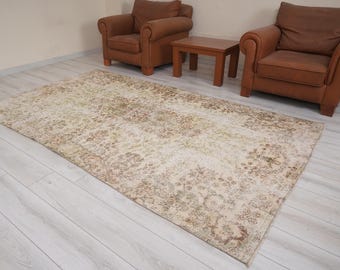 Oushak Teppich 150x250, Vintage Türkischer Teppich, 150x250, Ausgeblichener Oushak Teppich, Vintage Teppich 150x250, Antiker Wollteppich,Weicher Teppich,519