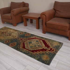 Oushak Runner 3x8,Vintage Runner Rug,Turkish Rug Runner,3x8 Runner Rug,Faded Rug,Vintage Rug 3x8,Turkish Runner,Muted Rug,Wool Runner,713