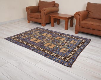 Oushak Rug 4x6,Vintage Turkish Rug,4x6 Area Rug,Faded Oushak Rug,Muted Turkish Rug,Vintage Rug 4x6,Antique Area Rug,Wool Rug,Soft Rug,1117