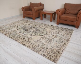 Oushak Teppich 150x250, Vintage Türkischer Teppich, 150x250, Ausgeblichener Oushak Teppich, Vintage Teppich 150x250, Antiker Wollteppich,Weicher Teppich,98
