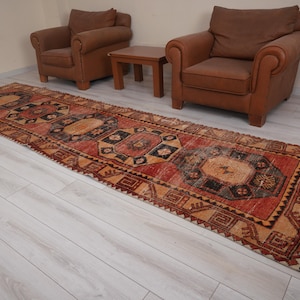 Oushak Runner 4x13,Vintage Runner Rug,Turkish Rug Runner,4x13 Runner Rug,Faded Rug,Vintage Rug 4x13,Turkish Runner,Muted Rug,Wool Rug,770