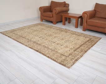 Oushak Teppich 150x250, Vintage Türkischer Teppich, 150x250, Ausgeblichener Oushak Teppich, Antiker Teppich,Wollteppich,Weicher Teppich,796