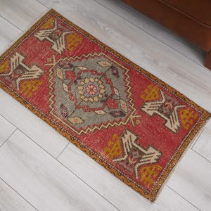 Vintage Turkish Rug,2x3 Door Mat Rug,Vintage Mini Rug,Oushak Rug 2x3,Turkish Small Rug,Mini Rug 2x3,Wool Door Mat,Soft Rug,Vintage Rug,939