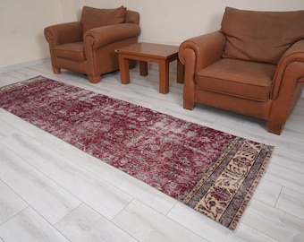 Oushak Runner 3x10,Vintage Runner Rug,Turkish Rug Runner,3x10 Runner Rug,Faded Rug,Vintage Rug 3x10,Turkish Runner,Muted Rug,Wool Rug,890