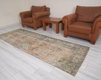 Oushak Runner 3x9,Vintage Runner Rug,Turkish Rug Runner,3x9 Runner Rug,Faded Rug,Vintage Rug 3x9,Turkish Runner,Muted Rug,Wool Runner,1632