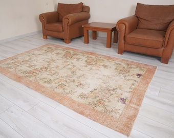 Oushak Rug 5x8,Vintage Turkish Rug,5x8 Area Rug,Faded Oushak Rug,Muted Turkish Rug,Vintage Rug 5x8,Antique Area Rug,Wool Rug,Soft Rug,783