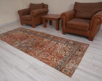 Oushak Runner 3x9,Vintage Runner Rug,Turkish Rug Runner,3x9 Runner Rug,Faded Rug,Vintage Rug 3x9,Turkish Runner,Muted Rug,Wool Runner,742