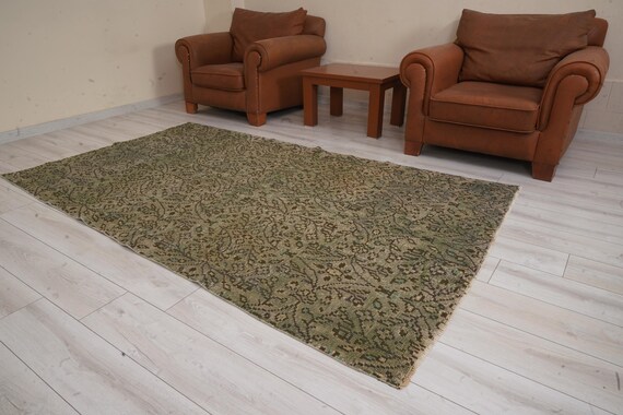 Turkish Area Rug 5x9, Handmade Vintage Rug, 5x9 Natural Rug, Faded Oushak Rug, Anatolian Turkish Rug, Antique Rug 5x9, Wool Rug,Soft Rug,661