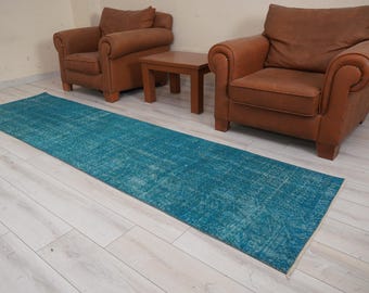 Oushak Runner 3x10,Vintage Runner Rug,Turkish Rug Runner,3x10 Runner Rug,Faded Rug,Vintage Rug 3x10,Turkish Runner,Muted Rug,Wool Rug,286