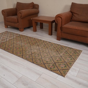 Oushak Runner 3x8,Vintage Runner Rug,Turkish Rug Runner,3x8 Runner Rug,Faded Rug,Vintage Rug 3x8,Turkish Runner,Muted Rug,Wool Runner,1202